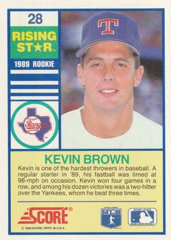 1990 Score Rising Stars #28 Kevin Brown Back