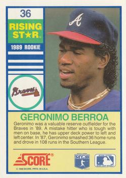 1990 Score Rising Stars #36 Geronimo Berroa Back