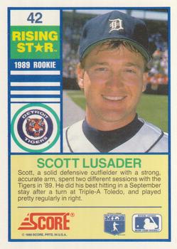 1990 Score Rising Stars #42 Scott Lusader Back