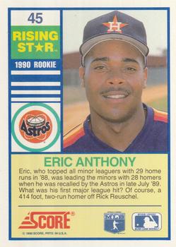 1990 Score Rising Stars #45 Eric Anthony Back