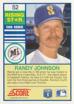 1990 Score Rising Stars #52 Randy Johnson Back