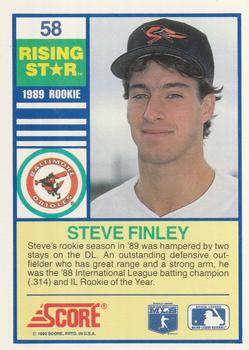 1990 Score Rising Stars #58 Steve Finley Back