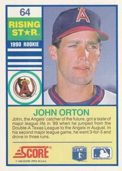 1990 Score Rising Stars #64 John Orton Back