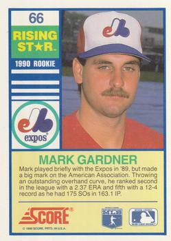 1990 Score Rising Stars #66 Mark Gardner Back
