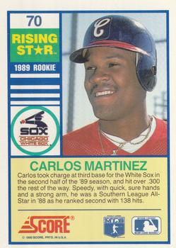 1990 Score Rising Stars #70 Carlos Martinez Back