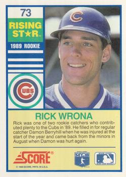 1990 Score Rising Stars #73 Rick Wrona Back