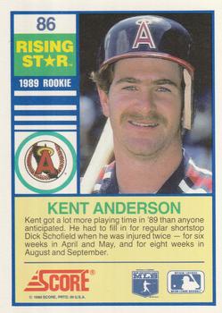 1990 Score Rising Stars #86 Kent Anderson Back