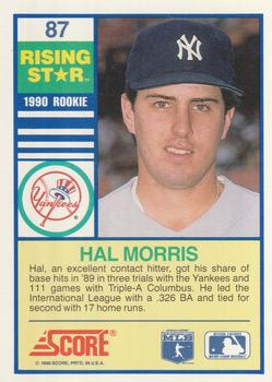 1990 Score Rising Stars #87 Hal Morris Back