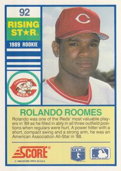 1990 Score Rising Stars #92 Rolando Roomes Back