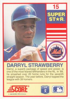1990 Score 100 Superstars #15 Darryl Strawberry Back