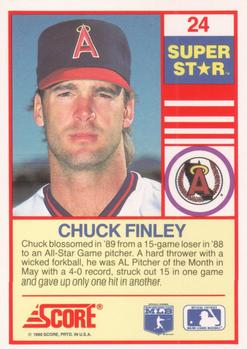 1990 Score 100 Superstars #24 Chuck Finley Back