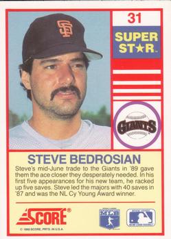 1990 Score 100 Superstars #31 Steve Bedrosian Back