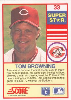 1990 Score 100 Superstars #33 Tom Browning Back