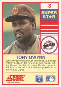 1990 Score 100 Superstars #3 Tony Gwynn Back