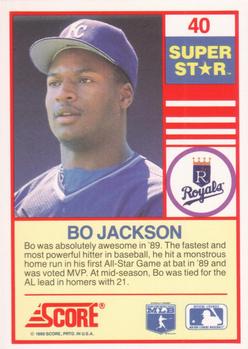 1990 Score 100 Superstars #40 Bo Jackson Back
