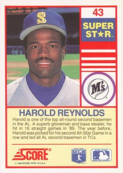 1990 Score 100 Superstars #43 Harold Reynolds Back