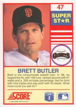 1990 Score 100 Superstars #47 Brett Butler Back