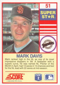 1990 Score 100 Superstars #51 Mark Davis Back