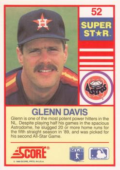 1990 Score 100 Superstars #52 Glenn Davis Back