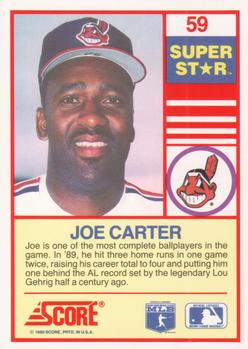 1990 Score 100 Superstars #59 Joe Carter Back