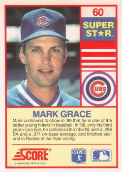 1990 Score 100 Superstars #60 Mark Grace Back