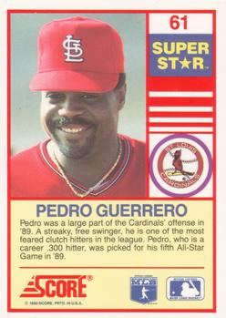 1990 Score 100 Superstars #61 Pedro Guerrero Back