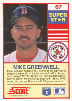1990 Score 100 Superstars #67 Mike Greenwell Back