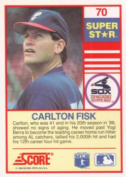 1990 Score 100 Superstars #70 Carlton Fisk Back
