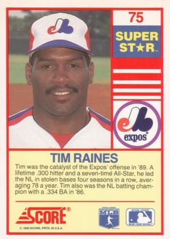 1990 Score 100 Superstars #75 Tim Raines Back