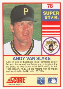1990 Score 100 Superstars #78 Andy Van Slyke Back