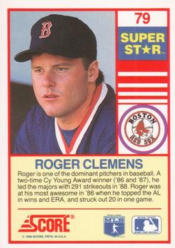 1990 Score 100 Superstars #79 Roger Clemens Back