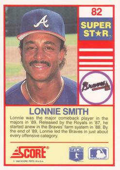 1990 Score 100 Superstars #82 Lonnie Smith Back