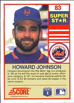 1990 Score 100 Superstars #83 Howard Johnson Back