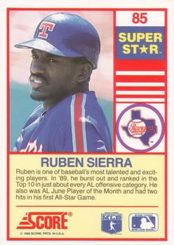 1990 Score 100 Superstars #85 Ruben Sierra Back