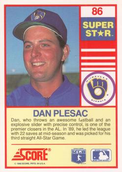 1990 Score 100 Superstars #86 Dan Plesac Back