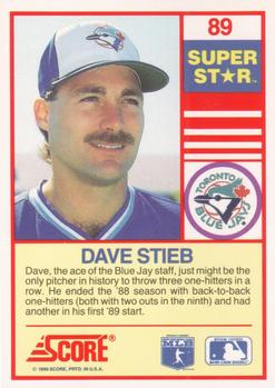 1990 Score 100 Superstars #89 Dave Stieb Back