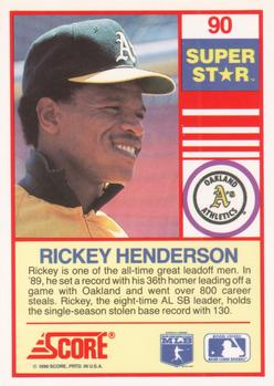 1990 Score 100 Superstars #90 Rickey Henderson Back
