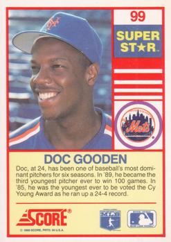 1990 Score 100 Superstars #99 Doc Gooden Back