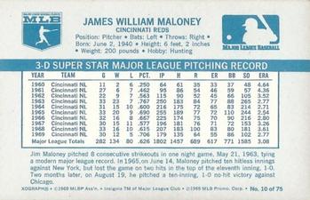 1970 Kellogg's 3-D Super Stars #10 Jim Maloney Back
