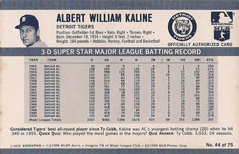 1971 Kellogg's 3-D Super Stars #44 Al Kaline  Back