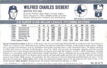 1971 Kellogg's 3-D Super Stars #24 Sonny Siebert  Back