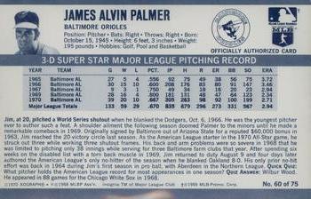 1971 Kellogg's 3-D Super Stars #60 Jim Palmer  Back