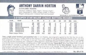 1971 Kellogg's 3-D Super Stars #69 Tony Horton  Back