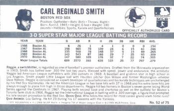 1971 Kellogg's 3-D Super Stars #52 Reggie Smith  Back