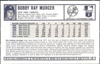1973 Kellogg's Pro Super Stars #19 Bobby Murcer Back