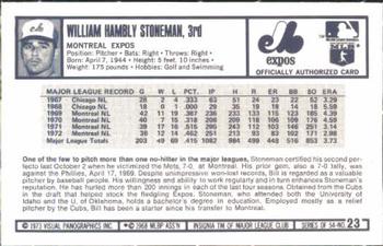 1973 Kellogg's Pro Super Stars #23 Bill Stoneman Back