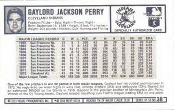 1973 Kellogg's Pro Super Stars #38 Gaylord Perry Back