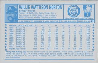 1974 Kellogg's 3-D Super Stars #23 Willie Horton  Back