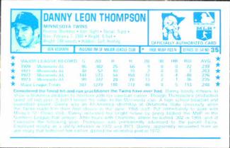 1974 Kellogg's 3-D Super Stars #35 Danny Thompson  Back