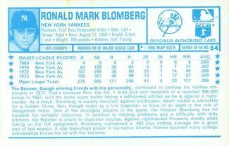 1974 Kellogg's 3-D Super Stars #54 Ron Blomberg  Back